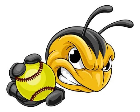 Bee Hornet or Wasp Insect Softball Ball Mascot Stock Illustration
