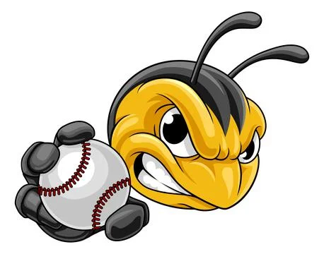 Bee Hornet Or Wasp Insect Baseball Ball Mascot Stock Illustration