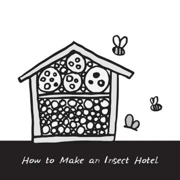 Bee hotel insect butterfly bug house, wooden object produced to mimic the sol Stock Illustration