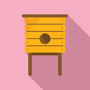 Bee house icon flat vector. Eco farm Stock Illustration