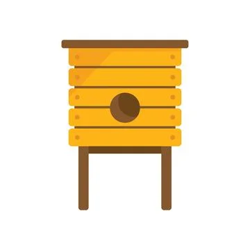 Bee house icon flat vector. Eco farm Illustrazione stock