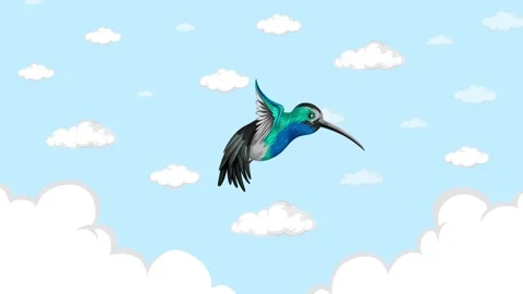 Bee Hummingbird Flying on Cloud Blue Sky 库存影片 253371335