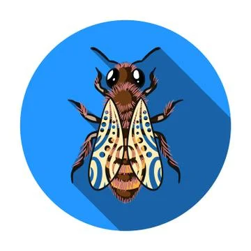 Bee icon in flat style isolated on white background. Apairy symbol stock vector Illustrazione stock