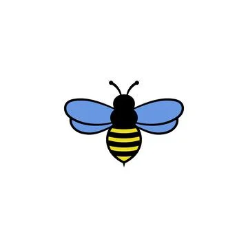 Bee icon, Honey Bee in flat style on white background. Stock Illustration