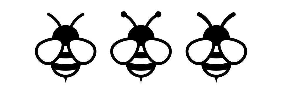 Bee icon, Honey Bee in flat style on white background. Stock Illustration