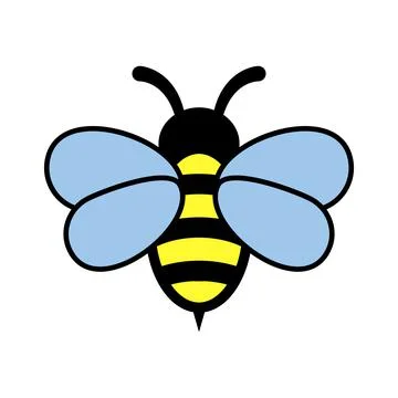 Bee icon, Honey Bee in flat style on white background. Stock Illustration