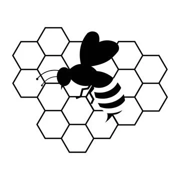 Bee Icon with Honeycomb Pattern Illustrazione stock