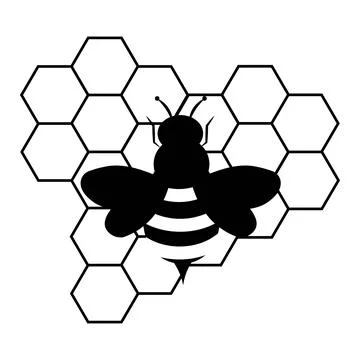 Bee Icon with Honeycomb Pattern イラスト素材
