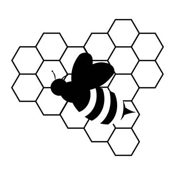 Bee Icon with Honeycomb Pattern イラスト素材