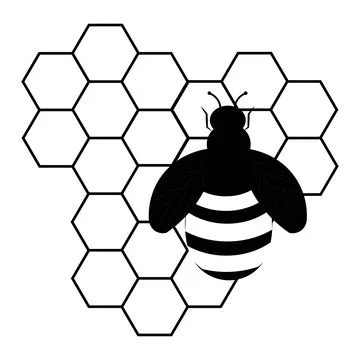 Bee Icon with Honeycomb Pattern Stock Illustration