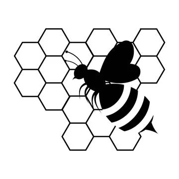 Bee Icon with Honeycomb Pattern イラスト素材