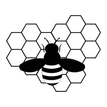 Bee Icon with Honeycomb Pattern Stock Illustration