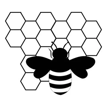 Bee Icon with Honeycomb Pattern イラスト素材