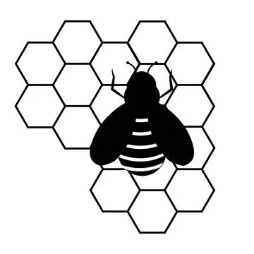 Bee Icon with Honeycomb Pattern イラスト素材