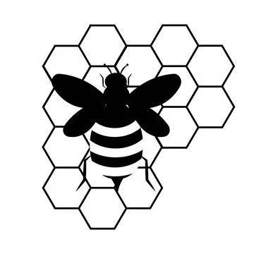Bee Icon with Honeycomb Pattern Illustrazione stock