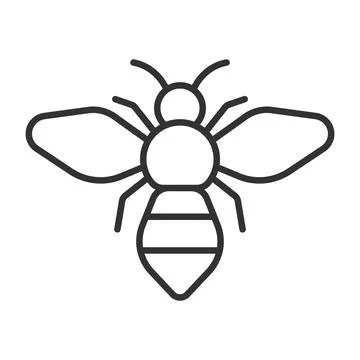 Bee, icon in line design. bee, insect, animal, pollination, honey, nature Stock Illustration