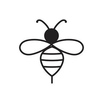 Bee icon line design template isolated illustration Stock Photos