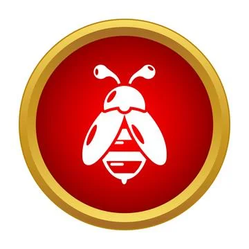 Bee icon in red circle representing insect warning Ilustração Stock