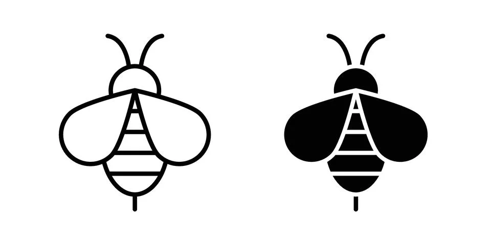 Bee icon vector concepts, line and silhouette style Stock Illustration
