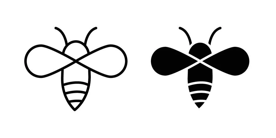 Bee icon vectors. Illustrations in black Stock Illustration