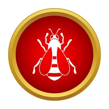 Bee insect icon on round red button Ilustração Stock
