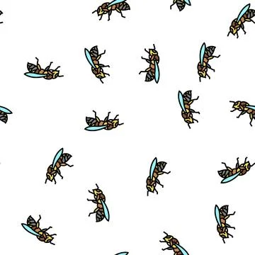 Bee insect vector seamless pattern Stock Illustration