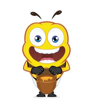 Bee with a jar of honey Stock Illustration