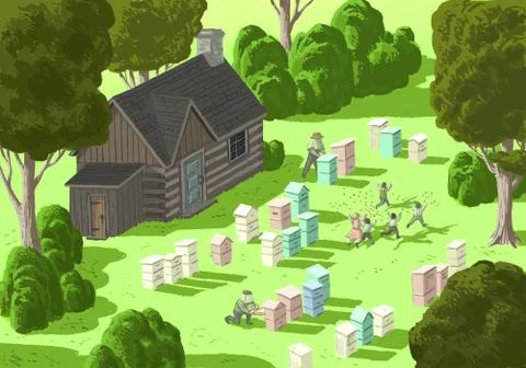 Bee Keepers At Work Illustrazione stock