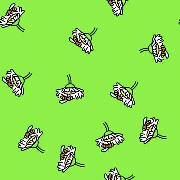Bee landing on a flower vector seamless pattern イラスト素材
