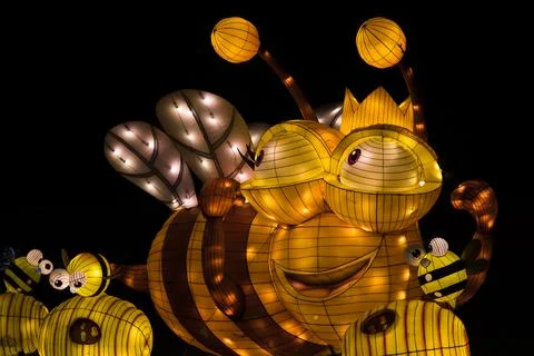 Bee lanterns at night Stock Photos