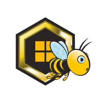 Bee leaving beehive Stock Illustration