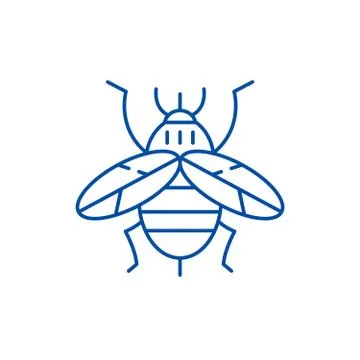 Bee line icon concept. Bee flat  vector symbol, sign, outline illustration. Illustrazione stock