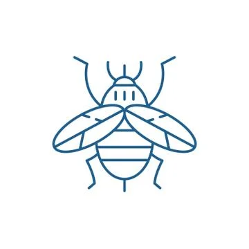 Bee line icon concept. Bee flat  vector symbol, sign, outline illustration. Illustrazione stock
