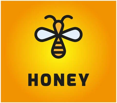 Bee linear drawing. Honey comb Stock Illustration