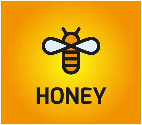 Bee linear drawing. Honey comb Stock Illustration