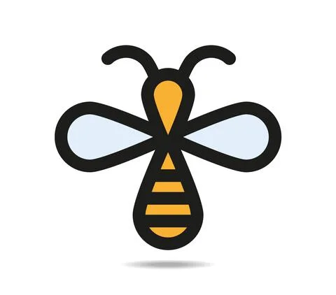 Bee linear drawing. Honey comb. Wasp Stock Illustration