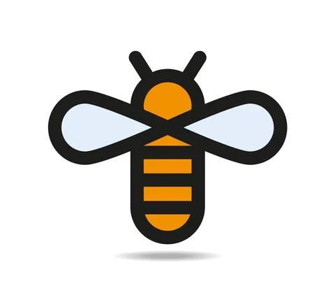 Bee linear drawing. Honey comb Stock Illustration