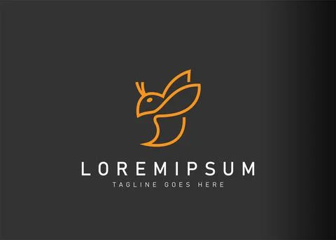 Bee logo design. Icon vector illustration of one line bee. Modern logo design 스톡 일러스트