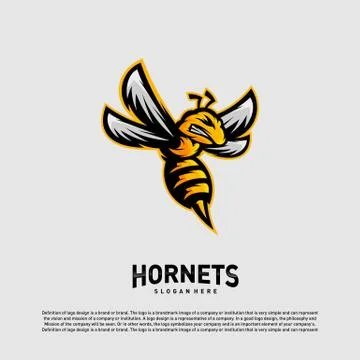 Bee logo design vector. Hornets logo template. Icon symbol Stock Illustration