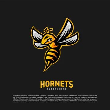 Bee logo design vector. Hornets logo template. Icon symbol Stock Illustration