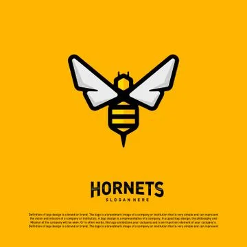 Bee logo design vector. Hornets logo template. Icon symbol Stock Illustration