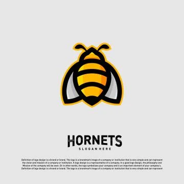 Bee logo design vector. Hornets logo template. Icon symbol Stock Illustration