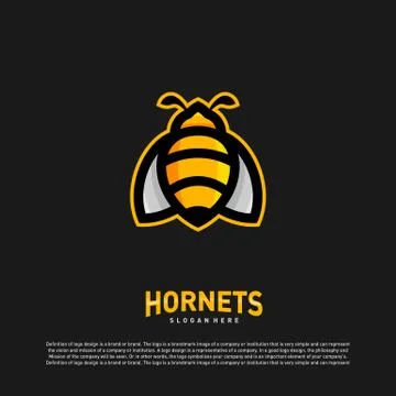 Bee logo design vector. Hornets logo template. Icon symbol Stock Illustration