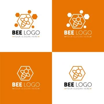 Bee Logo design vector template geometric style. Bug Logotype concept creative Stock Illustration