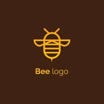 Bee Logo design vector template linear style. Outline icon. Illustrazione stock