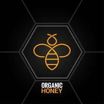 Bee logo on honeycomb background Illustrazione stock