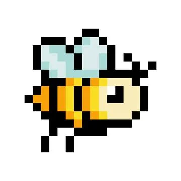 Bee logo. Pixel bee image 8 bit Stock Illustration