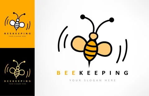 Bee logo vector. Beekeeping design. Insect illustration. Stock Illustration