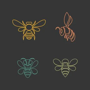 Bee logo vector design icon set Stock Illustration