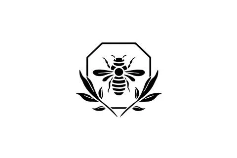 Bee Logo Vector: Graphic Design Illustration of Honeycomb Emblem. Stock Illustration
